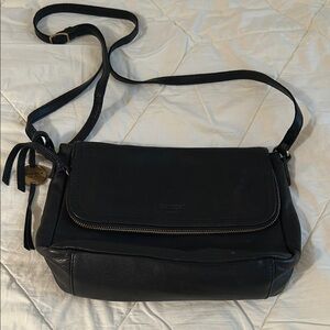 Margot NY genuine leather Black Crossbody Bag with Adjustable Strap